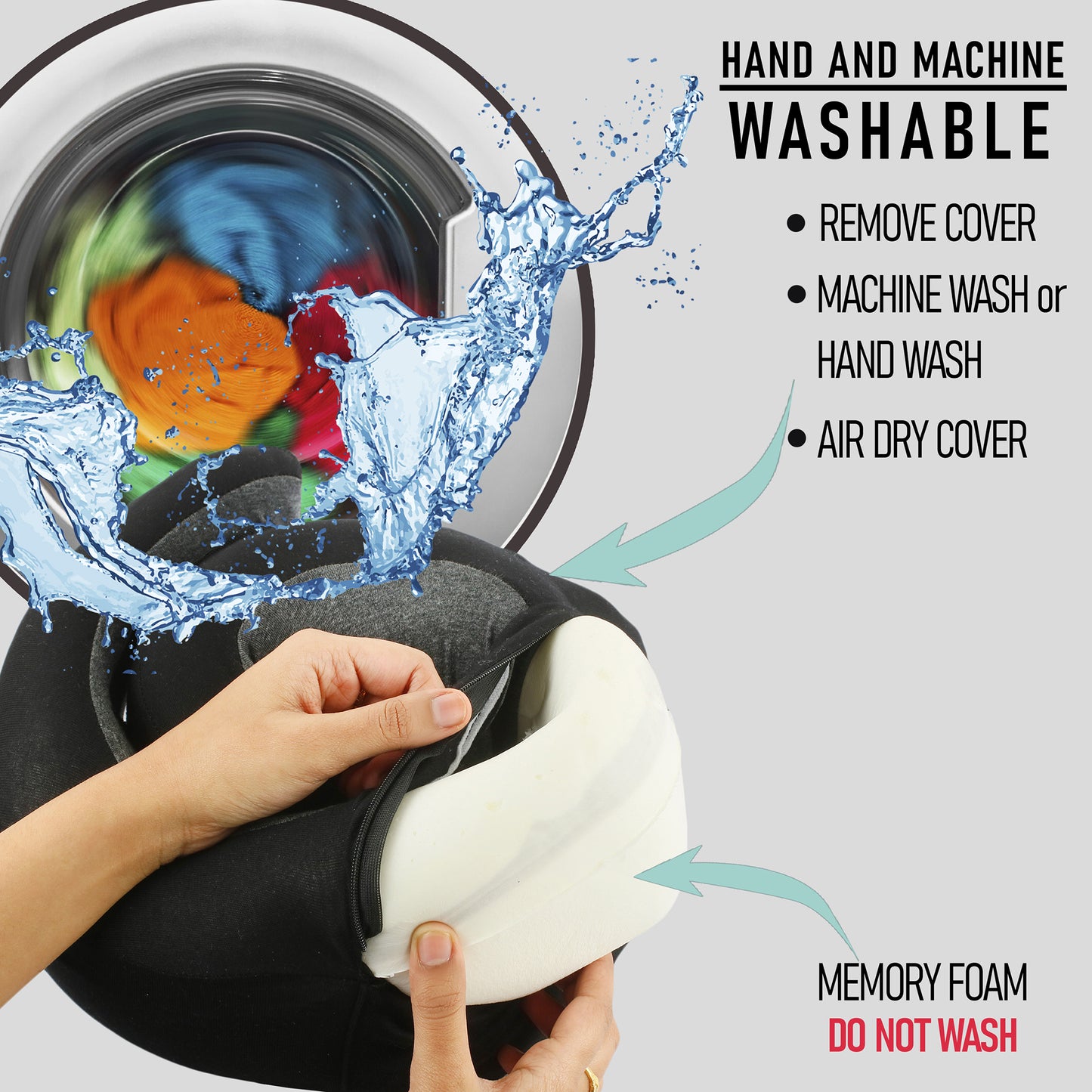 Snux Travel Pillow with Hidden Hood - Black