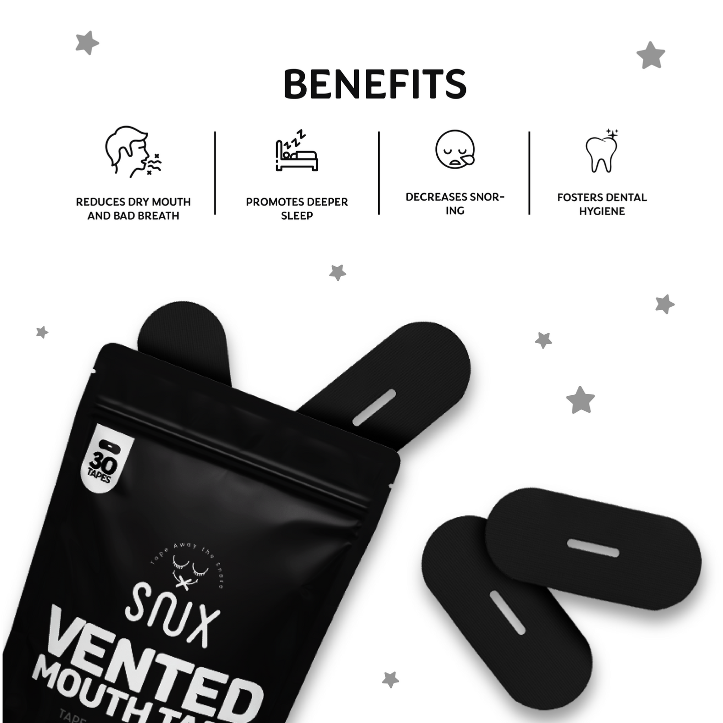 Snux Mouth Tape – Oval Vented (Black)